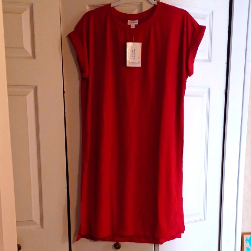 Lularoe Size S NWT Chelsea red/hot pink casual t-shirt dress